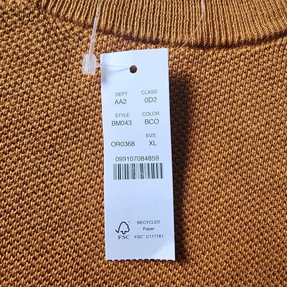 J. Crew Sweater Mens XL Orange Cotton Piqué-Stitch Crewneck Pullover Preppy NWT - Picture 6 of 10